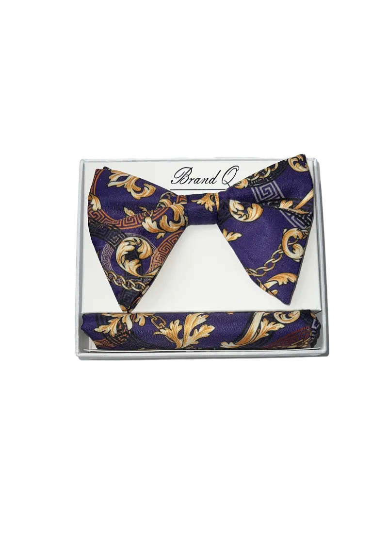 Purple Paisley Satin Bowtie Set and Hanky