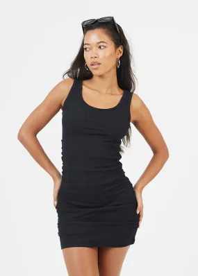 RUCHED SIDE RIBBED MINI DRESS