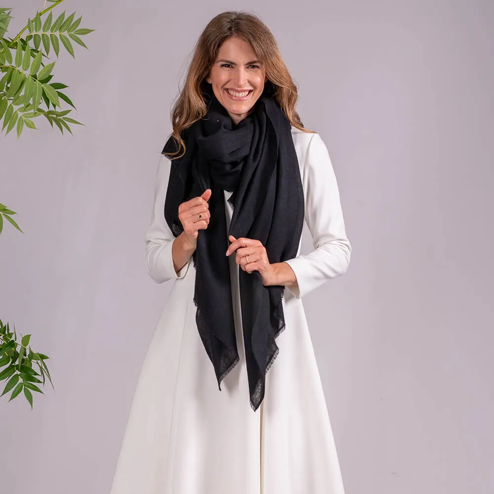 Sable Black Gossamer Cashmere Shawl