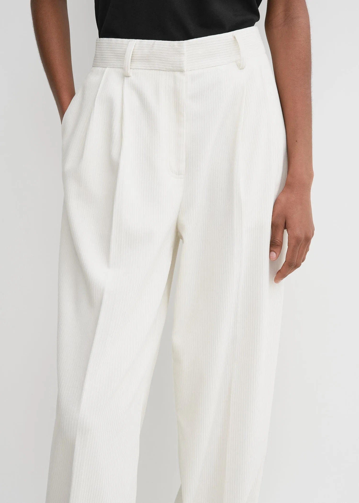 Silk cotton cord trousers meringue