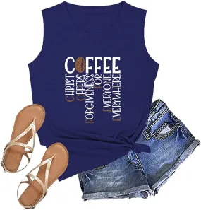 Women Coffee Religious Tank Tops Christ Offers Forgiveness for Everyone Everywhere Shirt