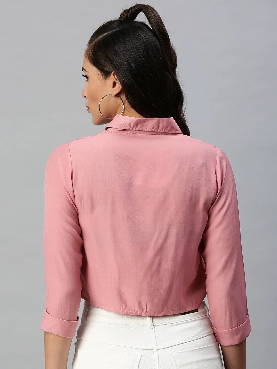 Women Collared Solid Mauve Shirts